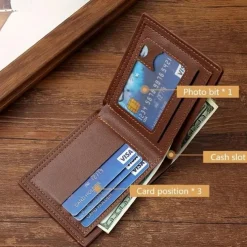 Stylish and Durable Men's PU Leather Bifold Wallet with Card Slots - Perfect Gift for Him