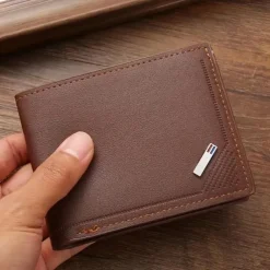 Stylish and Durable Men's PU Leather Bifold Wallet with Card Slots - Perfect Gift for Him