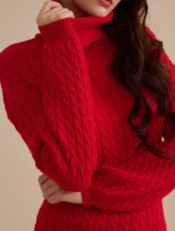 Stylish Cable Knit Turtleneck Sweater