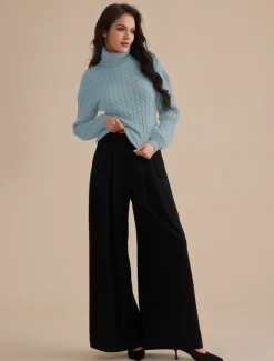 Stylish Cable Knit Turtleneck Sweater