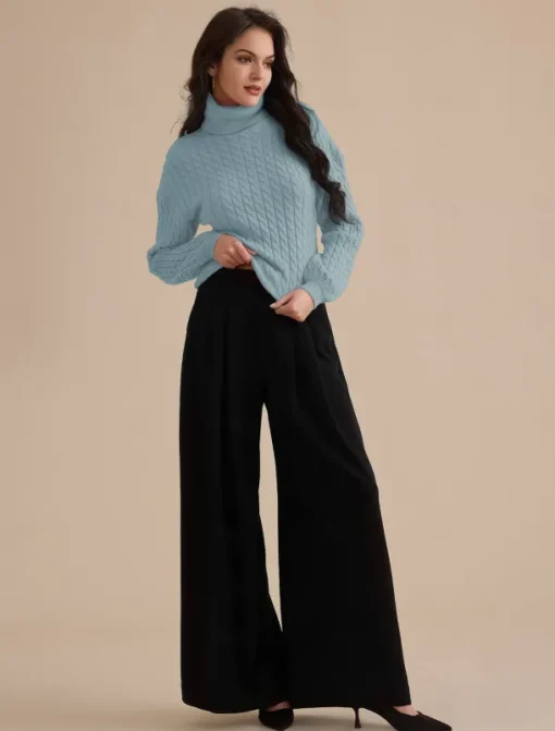 Stylish Cable Knit Turtleneck Sweater