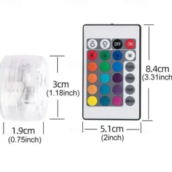 Submersible Pool LED Light with Remote RGB Aquarium Diving Light Battery Powered 3LED Underwater Light Wedding Pond Pool Bathtub Aquarium Party Vase Decoration 1PC