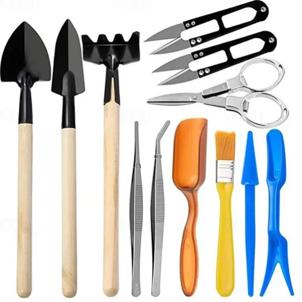 Succulent Tools, Mini Garden Tool Set, Transplanting Tools Set, Succulent Care kit for Succulent Miniature Gardening Plant, Multi, 12 Pcs