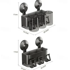 Suction Cup Toothbrush Holder with Cups, Bathroom Shelf Mouthwash Cup Toothbrush Holder, Shower Organiser, Wall Mounted Toothbrush, Bathroom Organiser, No Drill Toothbrush Organiser