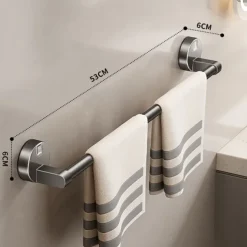 Suction Cup Towel Rack Bathroom No Punching Bathroom Towel Pole Bath Towel Wall Mounted Storage Rack Storage Rack