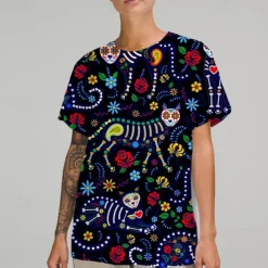 Sugar Skull Mexican T-shirt Print Graphic For Couple's Men's Women's Adults' Masquerade 3D Print Casual Daily