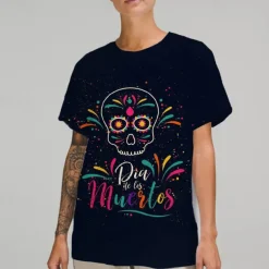 Sugar Skull Mexican T-shirt Print Graphic For Couple's Men's Women's Adults' Masquerade 3D Print Casual Daily