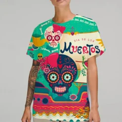 Sugar Skull Mexican T-shirt Print Graphic For Couple's Men's Women's Adults' Masquerade 3D Print Casual Daily