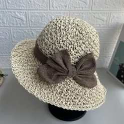 Summer Elegant Crochet Straw Hat with Ruffle One Size Sunshade