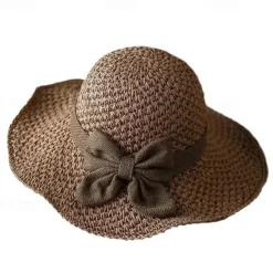 Summer Elegant Crochet Straw Hat with Ruffle One Size Sunshade