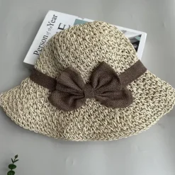 Summer Elegant Crochet Straw Hat with Ruffle One Size Sunshade