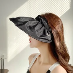 Summer Foldable Sun Hat Travel Beach Large Brim Sun Hat Without Top Anti-ultraviolet Hat For Women