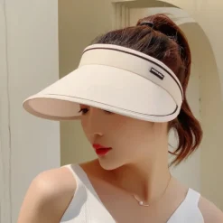 Summer Foldable Sun Hat Travel Beach Large Brim Sun Hat Without Top Anti-ultraviolet Hat For Women