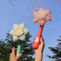 Summer Fun for Kids Electric Handheld Bubble Machine with Rocket Shape & Sunflower Design - Perfect for Outdoor Birthday Parties!