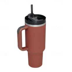 Summer Tumbler with Handle 40 oz and Straw Lid, 304 Stainless Steel Water Bottle, Travel Mug Insulated Tumblers Iced for Tea Coffee Gift, Large Capacity Car Cup with Straw