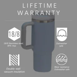 Summer Tumbler with Handle 40 oz and Straw Lid, 304 Stainless Steel Water Bottle, Travel Mug Insulated Tumblers Iced for Tea Coffee Gift, Large Capacity Car Cup with Straw