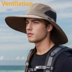 Sun Hat Bucket Hat Boonie hat Waterproof UV Protection Summer Spring Drawstring Wide Brim Men's Fishing Activity
