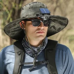 Sun Hat Bucket Hat Boonie hat Camouflage Pattern Waterproof UV Protection Breathable Summer Spring Drawstring Wide Brim Men's Fishing Activity