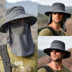Sun Hat Bucket Hat Hat with Neck Face Flap Cover Packable Anti-Mosquito Summer Spring Wide Brim