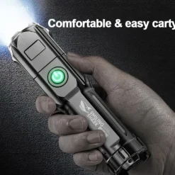 Super Bright ABS Strong Light Focusing Led Flashlight Outdoor Portable Home Built-in Battery Rechargeable Multi-function Torch