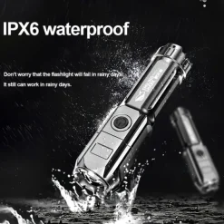 Super Bright ABS Strong Light Focusing Led Flashlight Outdoor Portable Home Built-in Battery Rechargeable Multi-function Torch