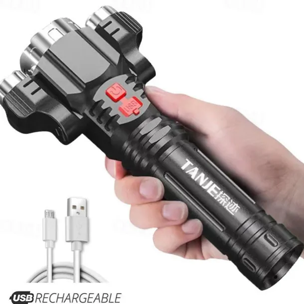 Super Bright LED Flashlight USB Rechargeable Tactical Flashlight Hunting Torch Outdoor Emergency Camping Searchlight