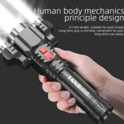 Super Bright LED Flashlight USB Rechargeable Tactical Flashlight Hunting Torch Outdoor Emergency Camping Searchlight