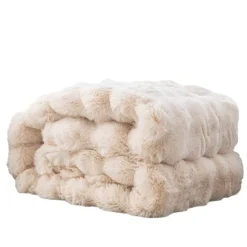Super Soft Faux Fur Throw Blanket Royal Luxury Cozy Plush Blanket use for Couch Sofa Bed Chair, Reversible Fuzzy Faux Fur Velvet Blanket