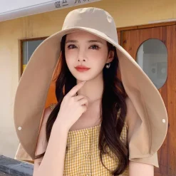 Super Wide Brim Sun Hats for Women UV Protection Beach with Neck Flap Packable Bucket Hat Sun Wraps Outdoor