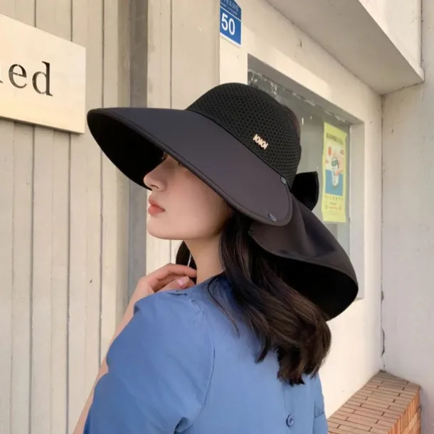 Super Wide Brim Sun Hats for Women UV Protection Beach with Neck Flap Packable Bucket Hat Sun Wraps Outdoor