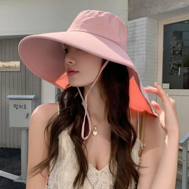 Super Wide Brim Sun Hats for Women UV Protection Beach with Neck Flap Packable Bucket Hat Sun Wraps Outdoor