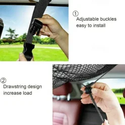 SUV Car Ceiling Storage Net Pocket Double-Layer Mesh Car Roof Bag Interior Cargo Net Breathable Mesh Bag Auto Stowing Tidying Travel Long Trip Camping Interior Accessories