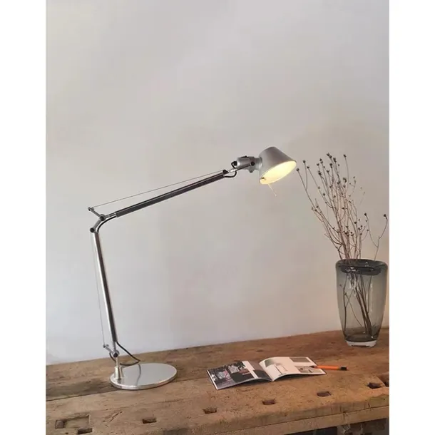 Swing Arm Table lamp LED Silver Table lamp for Desktop Aluminium E27 Flexible Adjustable Eye Care Study Office Table lamp
