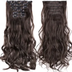 Synthetic Hair Curly Clip In Wig Extension 16 Clips In Hair Extension Hair Pieces Fake Hair Extension Synthetic 49 Colors
