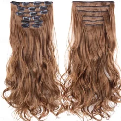 Synthetic Hair Curly Clip In Wig Extension 16 Clips In Hair Extension Hair Pieces Fake Hair Extension Synthetic 49 Colors
