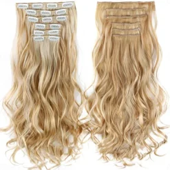 Synthetic Hair Curly Clip In Wig Extension 16 Clips In Hair Extension Hair Pieces Fake Hair Extension Synthetic 49 Colors