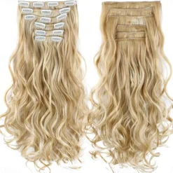Synthetic Hair Curly Clip In Wig Extension 16 Clips In Hair Extension Hair Pieces Fake Hair Extension Synthetic 49 Colors