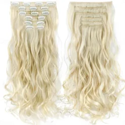 Synthetic Hair Curly Clip In Wig Extension 16 Clips In Hair Extension Hair Pieces Fake Hair Extension Synthetic 49 Colors