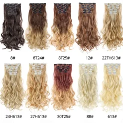 Synthetic Hair Curly Clip In Wig Extension 16 Clips In Hair Extension Hair Pieces Fake Hair Extension Synthetic 49 Colors