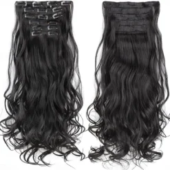 Synthetic Hair Curly Clip In Wig Extension 16 Clips In Hair Extension Hair Pieces Fake Hair Extension Synthetic 49 Colors