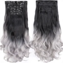 Synthetic Hair Curly Clip In Wig Extension 16 Clips In Hair Extension Hair Pieces Fake Hair Extension Synthetic 49 Colors