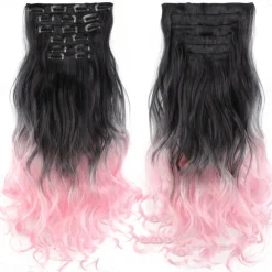 Synthetic Hair Curly Clip In Wig Extension 16 Clips In Hair Extension Hair Pieces Fake Hair Extension Synthetic 49 Colors