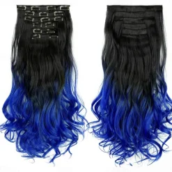 Synthetic Hair Curly Clip In Wig Extension 16 Clips In Hair Extension Hair Pieces Fake Hair Extension Synthetic 49 Colors