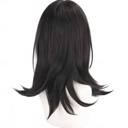 Synthetic Wig 八幡海铃 Micro Locs Natural Straight Layered Haircut Neat Bang Machine Made Wig 20 inch 6 inch A1 Synthetic Hair Women's Soft Classic Comfortable Black