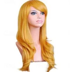 Synthetic Wig Body Wave Asymmetrical Wig Long Light Blonde Watermelon Red Brown Pink Green Synthetic Hair 27 inch Women's Red Brown Halloween Wigs
