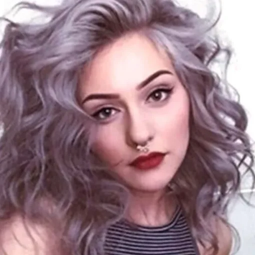 Synthetic Wig Curly Asymmetrical Machine Made Wig Medium Length Grey Ombre Blue Synthetic Hair 16 inch Women's Mixed Color / Engagement Party / Bridal Shower / Honeymoon Christmas Party Wigs