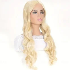 Synthetic Wig Curly Neat Bang Wig Long Wine Red Black A1 Blonde Synthetic Hair Women's Fashionable Design Cute Cosplay Blue Purple Green Halloween Wigs