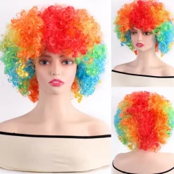 Synthetic Wig Curly With Bangs Machine Made Wig Short White Yellow Red Blue Orange Synthetic Hair Women's Pink Red Blue