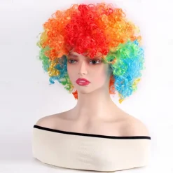 Synthetic Wig Curly With Bangs Machine Made Wig Short White Yellow Red Blue Orange Synthetic Hair Women's Pink Red Blue