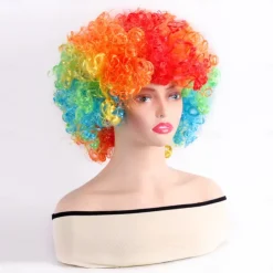 Synthetic Wig Curly With Bangs Machine Made Wig Short White Yellow Red Blue Orange Synthetic Hair Women's Pink Red Blue